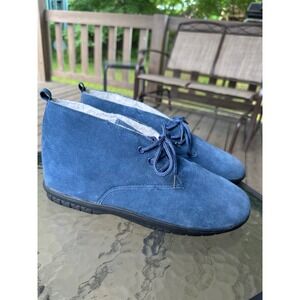 Comfort Ease Blue‎ Suede Leather Lace Up Ankle Boots Women's Shoes 11M